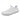 Flow barefoot slip on sneaker in white, single studio shoe, three quarter view of the quilted toggle upper