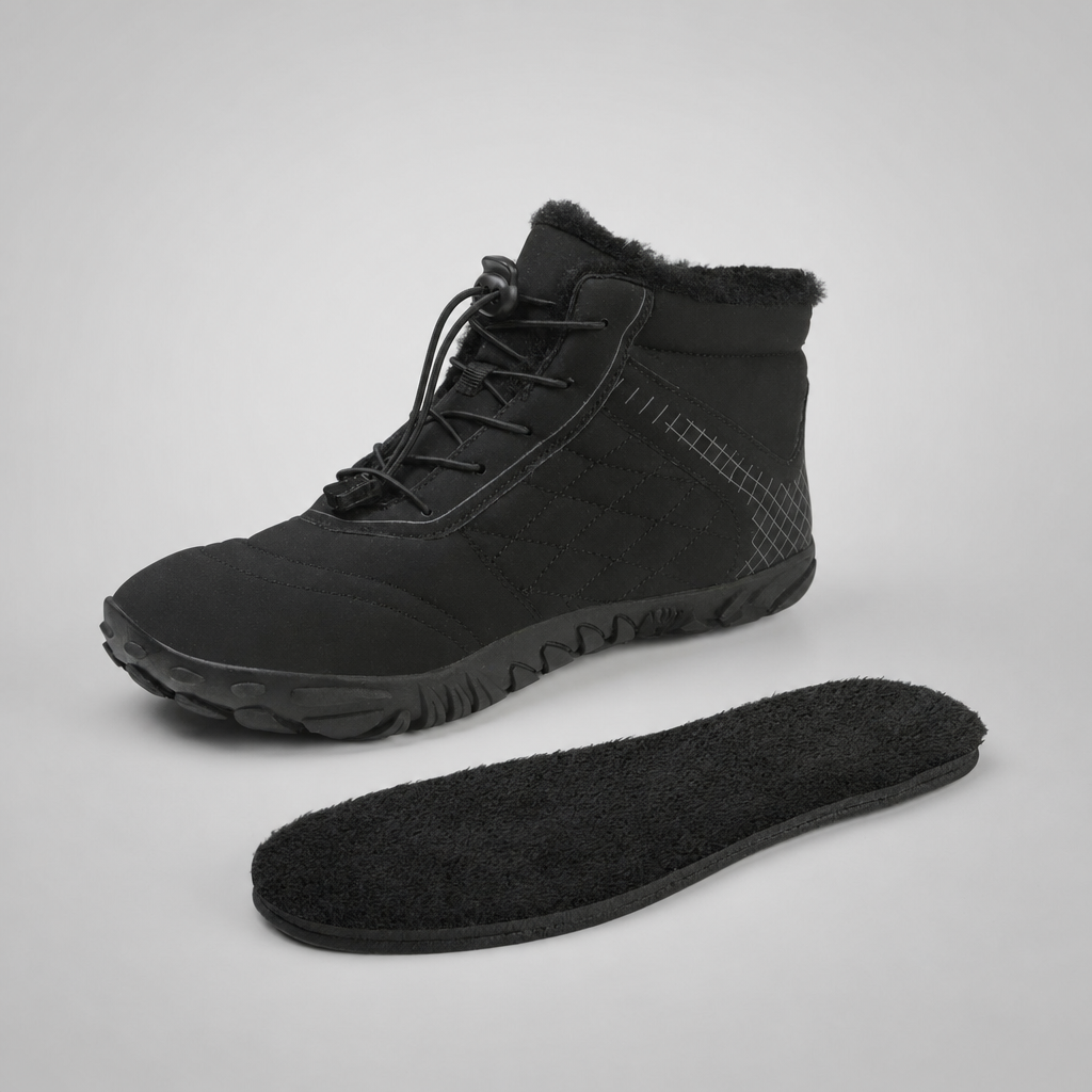 The FrostSpire boot beside its removable thermal fleece insole