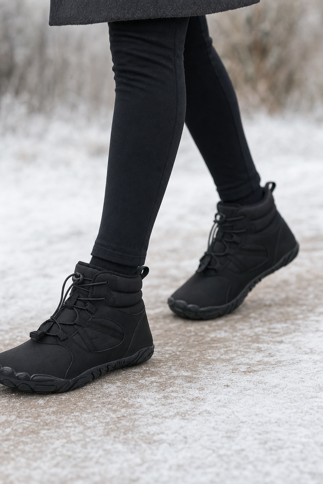 Walking easily along a frosty path in the FrostVenture