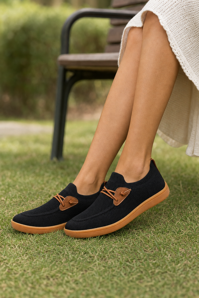 Sitting on a park bench in the Loafers after a longer walk