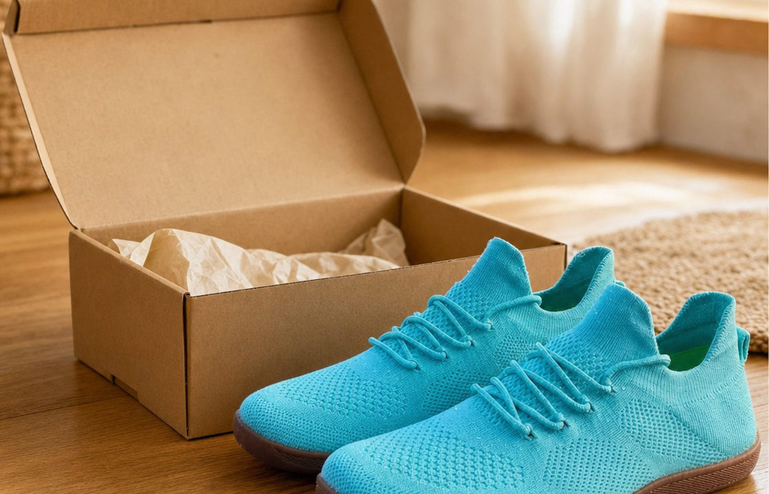 Stride sneakers by the front door at the end of the day