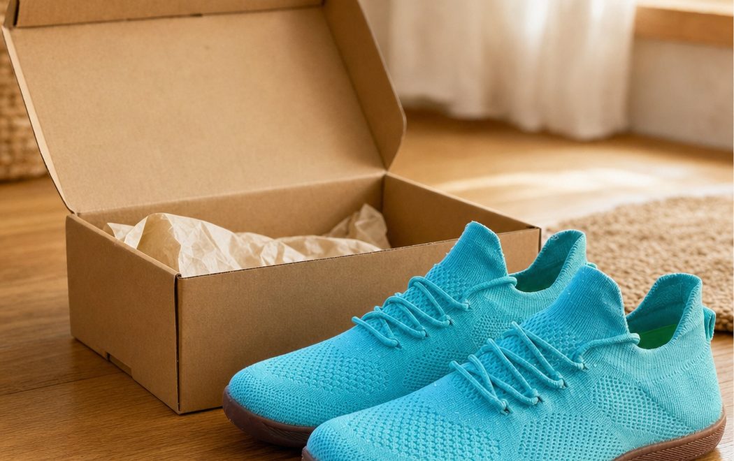 Stride sneakers by the front door at the end of the day