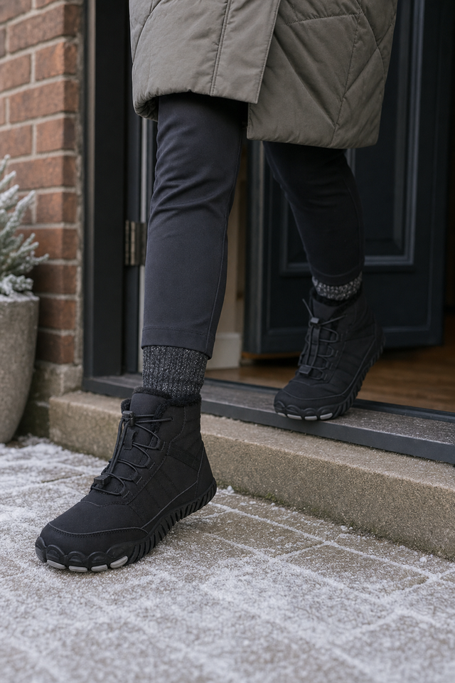 Stepping outside in the StripeBase on a cold winter day