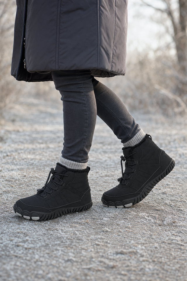 Walking easily along a frosty path in the StripeBase