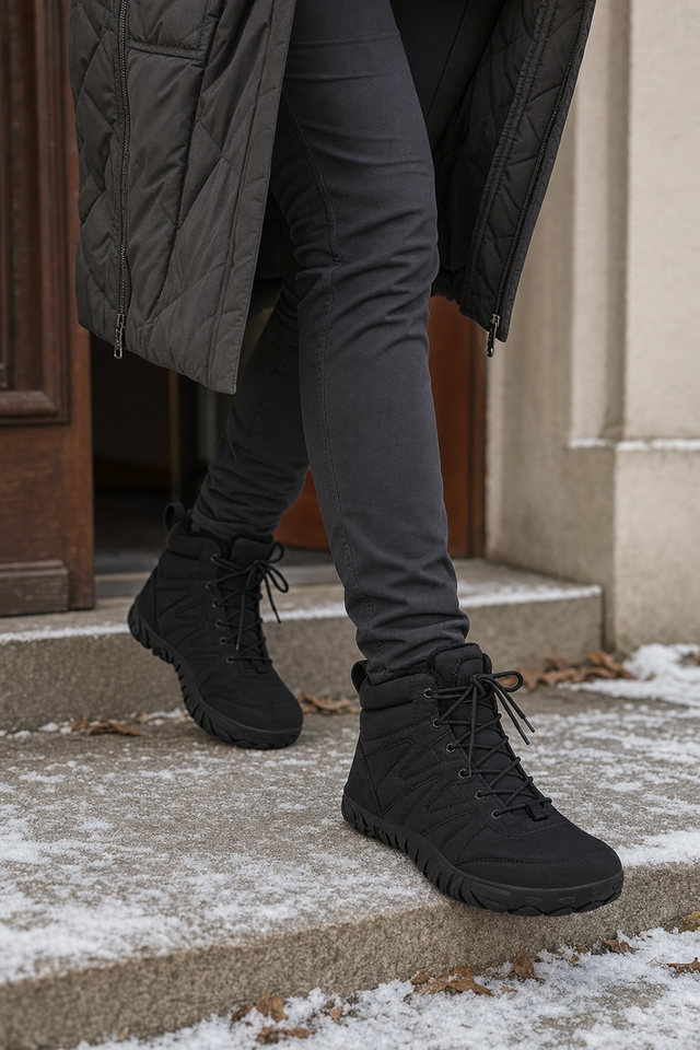 Stepping outside in the Tundra on a cold winter day